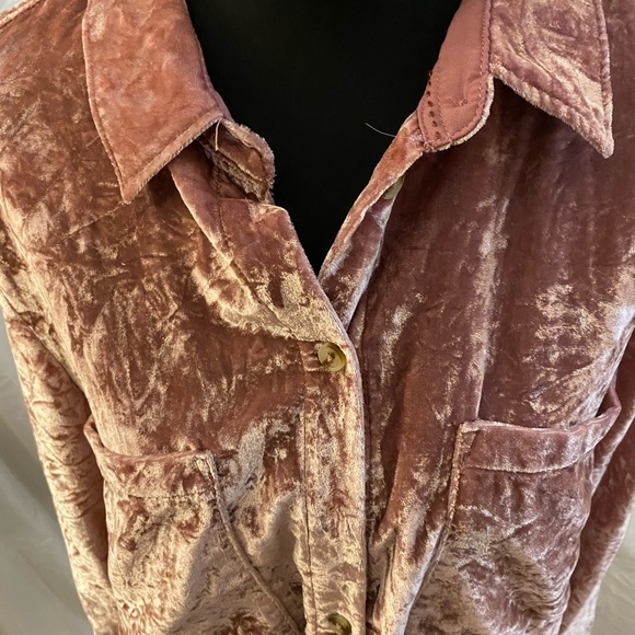 Anthropologie Pilcro Pink Velvet Button Down Shirt - Picture 3 of 8